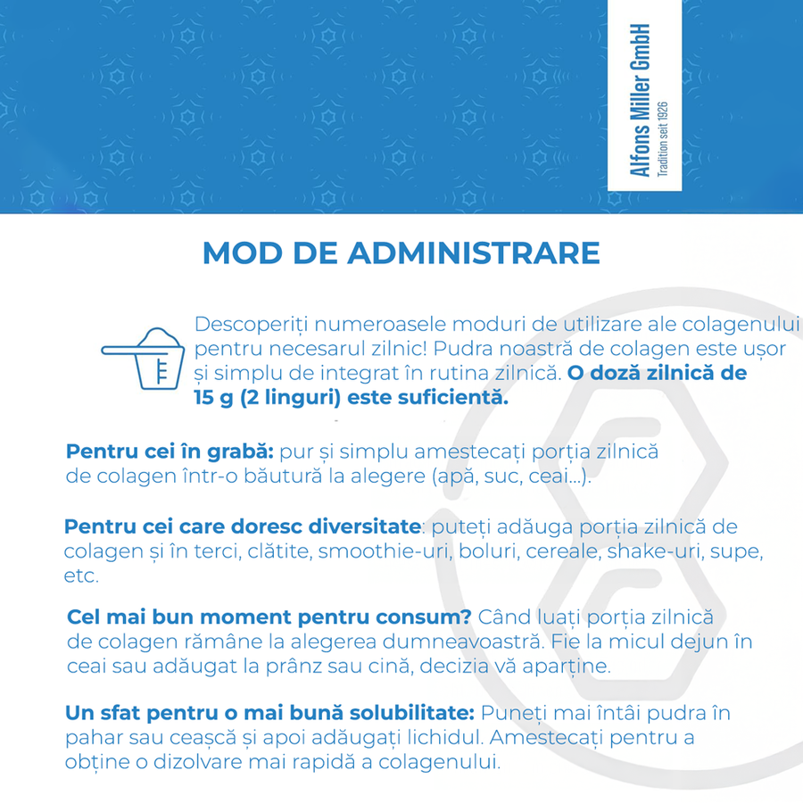 Mod de administrare: 15 g, adică 2 linguri pe zi