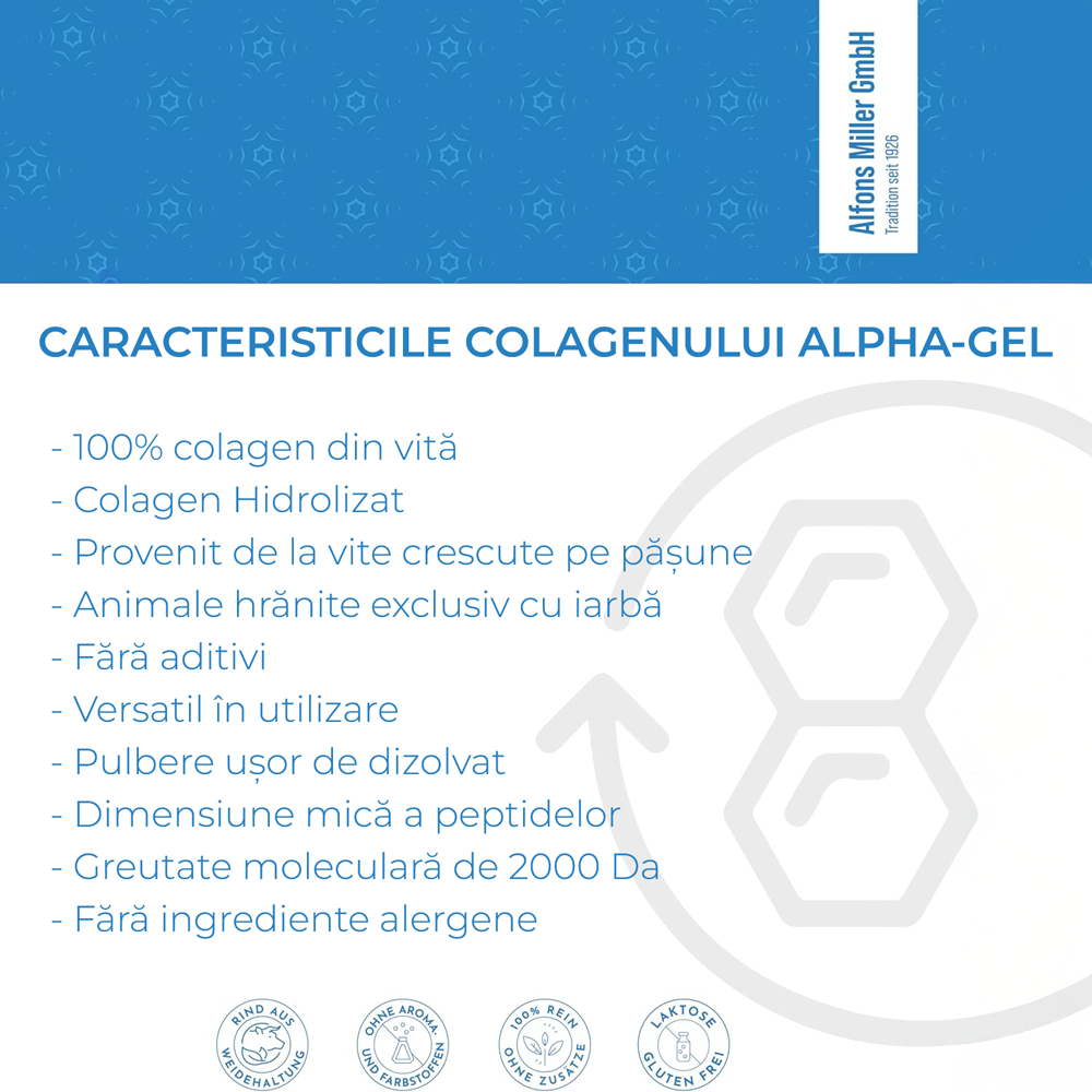 Millers Alpha Gel - Colagen Bovin Hidrolizat Premium 1 kg | Articulații & Piele | 15.000 mg